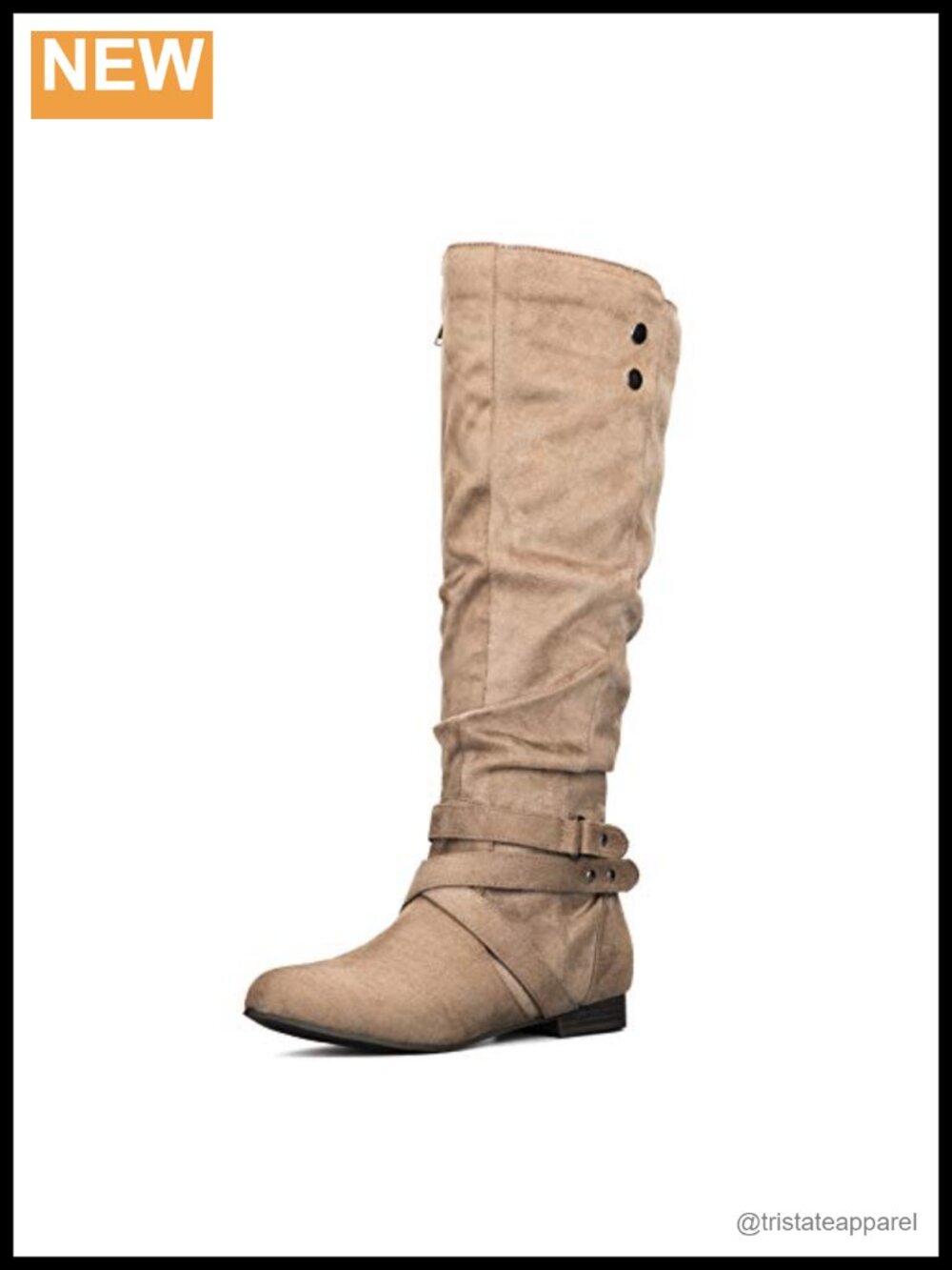 Women's Suede Knee High Boots Flat Warm Winter Boots Side Zipper Wide Calf